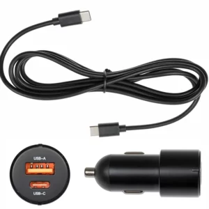 Brodit Lader 12/24V Brodit Dual usbA + usbC 2.4A QC 3.0 1.5m zwart